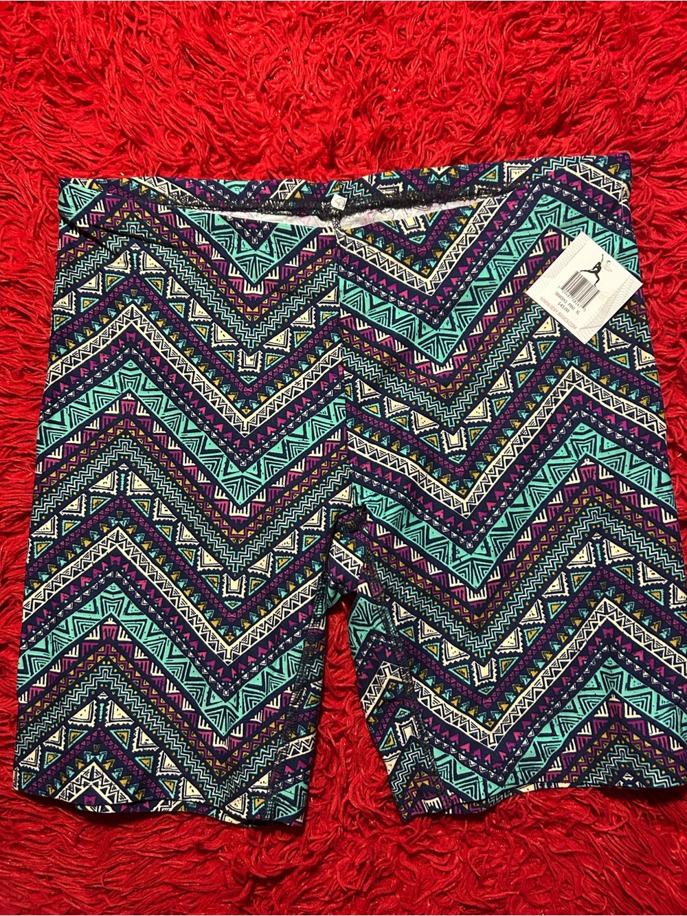 Asics Women's Chevron Print Shorts - Teal, Purple & Black